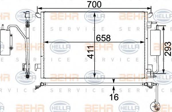 BEHR HELLA SERVICE 8FC351302591 Конденсатор, кондиціонер