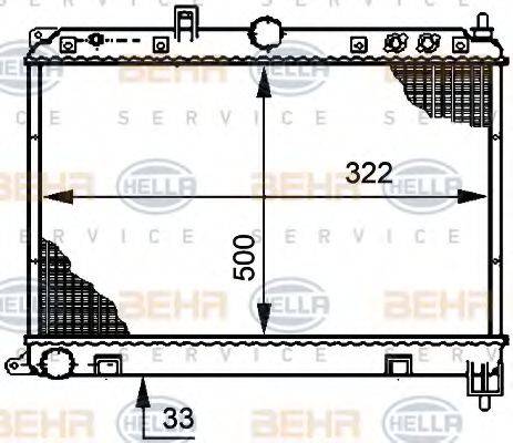 BEHR HELLA SERVICE 8MK376708581 Радіатор, охолодження двигуна