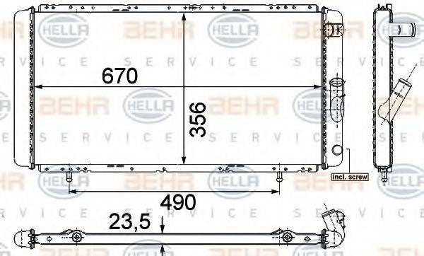 BEHR HELLA SERVICE 8MK376715361 Радіатор, охолодження двигуна