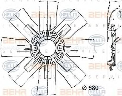 BEHR HELLA SERVICE 8MV376733121 Крильчатка вентилятора, охолодження двигуна