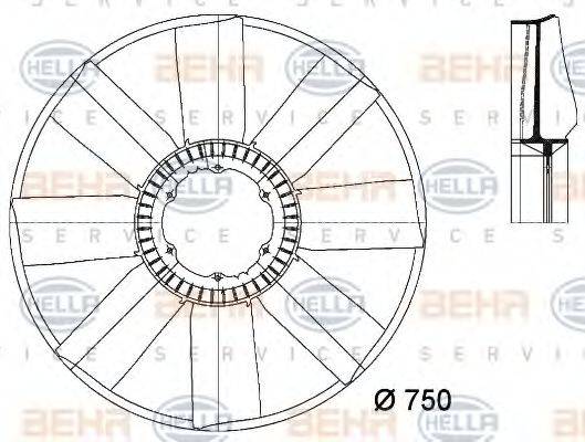 BEHR HELLA SERVICE 8MV376733231 Крильчатка вентилятора, охолодження двигуна