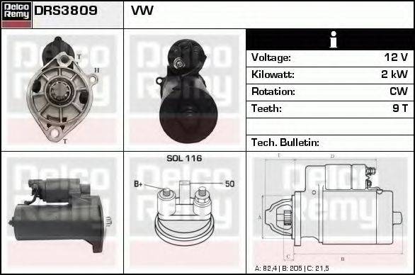 DELCO REMY DRS3809 Стартер