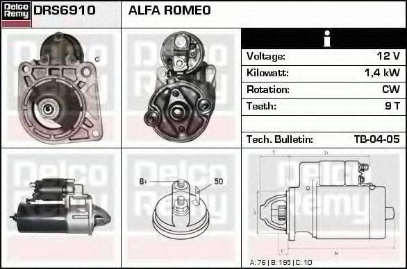 DELCO REMY DRS6910 Стартер