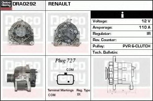 DELCO REMY DRA0292 Генератор