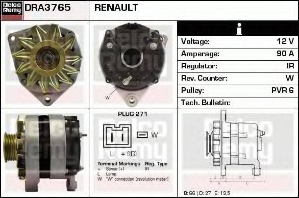 DELCO REMY DRA3765 Генератор