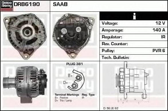 DELCO REMY DRB6190 Генератор