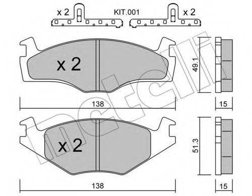 METELLI 2200450K Комплект гальмівних колодок, дискове гальмо