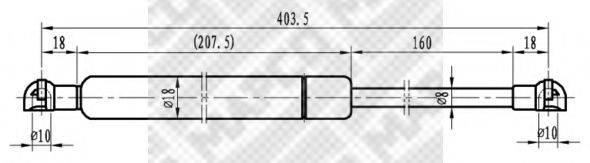 MAPCO 91808 Газова пружина, кришка багажника