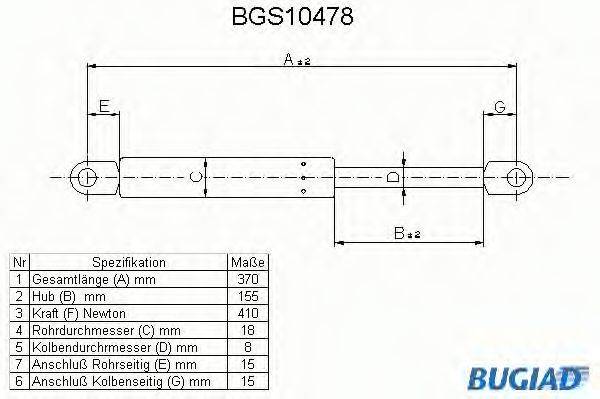 BUGIAD BGS10478 Газова пружина, кришка багажника