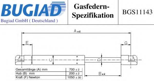 BUGIAD BGS11143 Газова пружина, кришка багажника