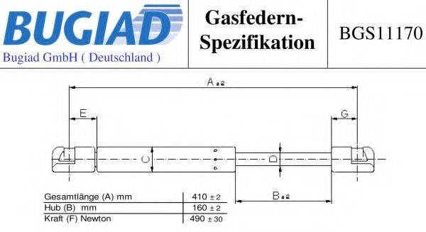 BUGIAD BGS11170 Газова пружина, кришка багажника