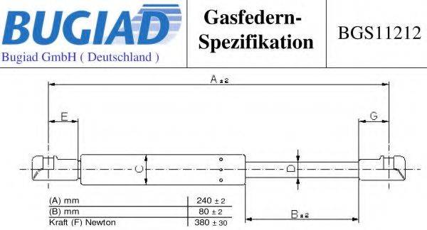 BUGIAD BGS11212 Газова пружина, капот