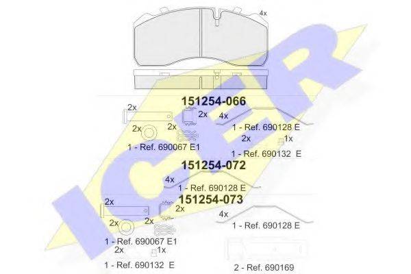 ICER 151254066 Комплект гальмівних колодок, дискове гальмо