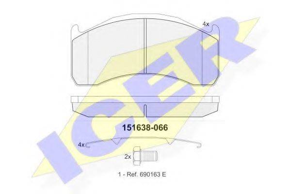 ICER 151638066 Комплект гальмівних колодок, дискове гальмо