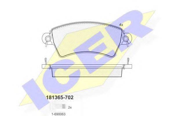 ICER 181365702 Комплект гальмівних колодок, дискове гальмо