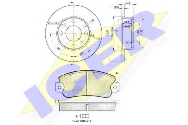 ICER 304185812 Комплект гальм, дисковий гальмівний механізм