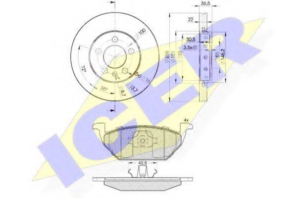 ICER 311845602 Комплект гальм, дисковий гальмівний механізм