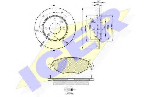 ICER 312554694 Комплект гальм, дисковий гальмівний механізм