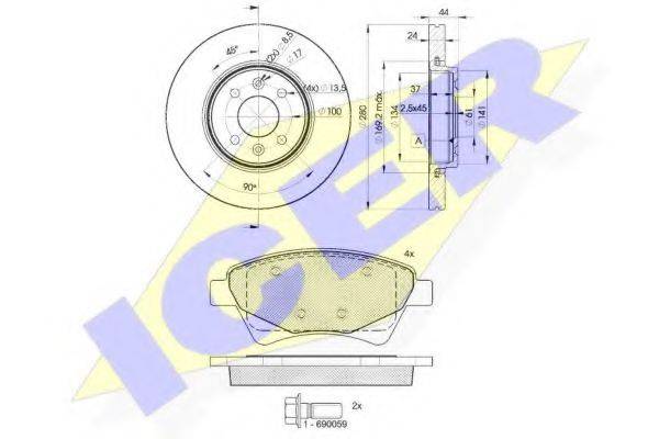 ICER 316497829 Комплект гальм, дисковий гальмівний механізм