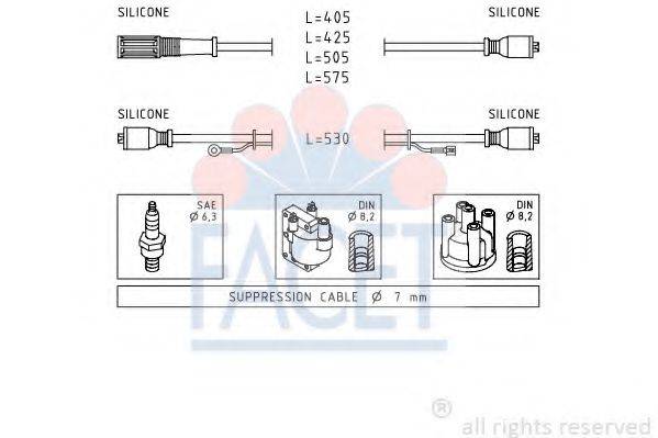 FACET 48386 Комплект дротів запалювання