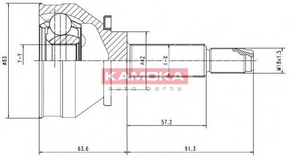 KAMOKA 6640 Шарнірний комплект, приводний вал