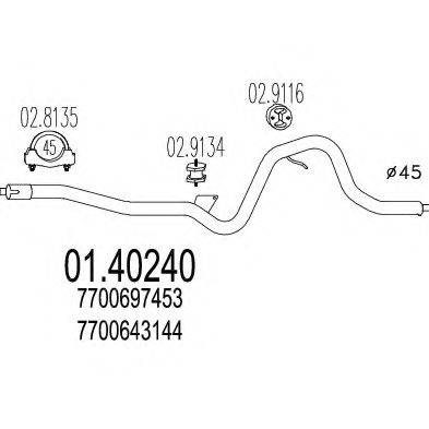 MTS 0140240 Труба вихлопного газу