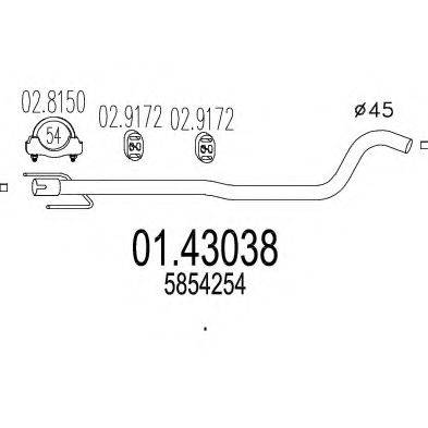 MTS 0143038 Труба вихлопного газу