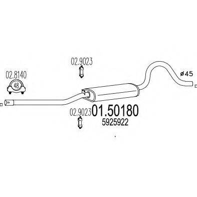 MTS 0150180 Середній глушник вихлопних газів