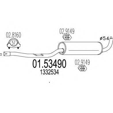 MTS 0153490 Середній глушник вихлопних газів