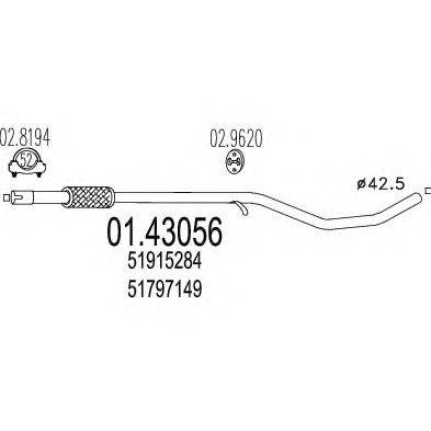 MTS 0143056 Труба вихлопного газу