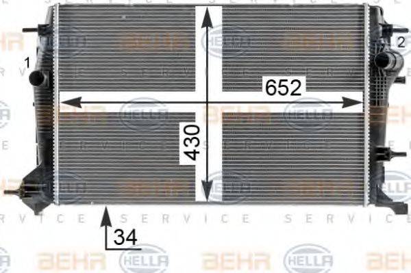 HELLA 8MK376700431 Радіатор, охолодження двигуна