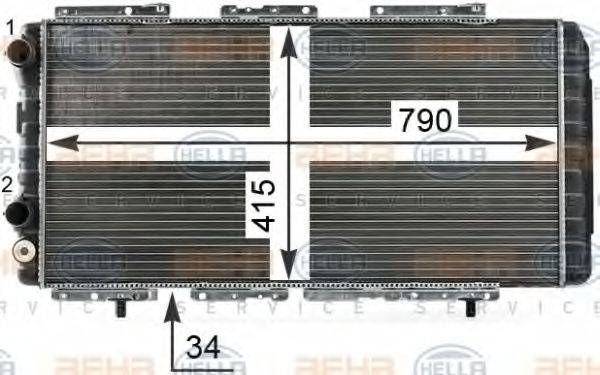 HELLA 8MK376700551 Радіатор, охолодження двигуна