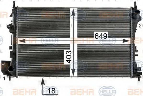 HELLA 8MK376700661 Радіатор, охолодження двигуна