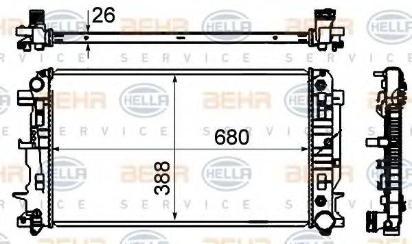 HELLA 8MK376701011 Радіатор, охолодження двигуна