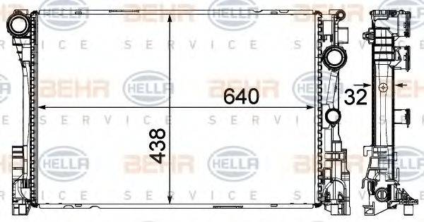 HELLA 8MK376701411 Радіатор, охолодження двигуна