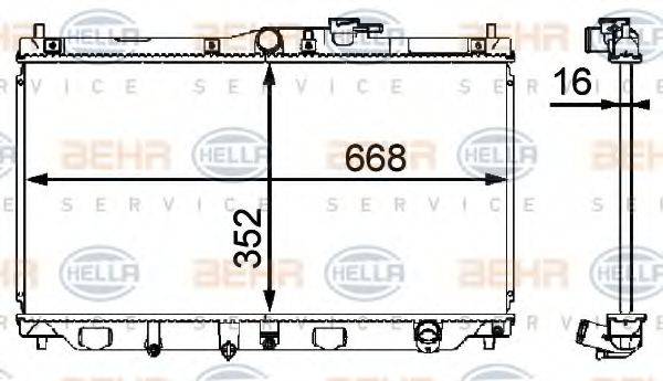 HELLA 8MK376708131 Радіатор, охолодження двигуна