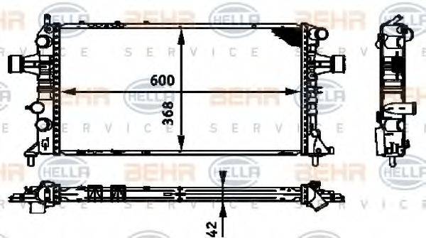 HELLA 8MK376713021 Радіатор, охолодження двигуна