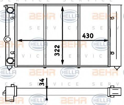 HELLA 8MK376713321 Радіатор, охолодження двигуна