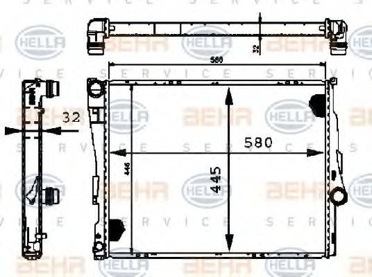 HELLA 8MK376716241 Радіатор, охолодження двигуна