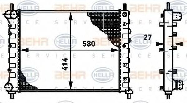 HELLA 8MK376719251 Радіатор, охолодження двигуна