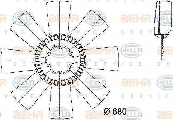 HELLA 8MV376733071 Крильчатка вентилятора, охолодження двигуна