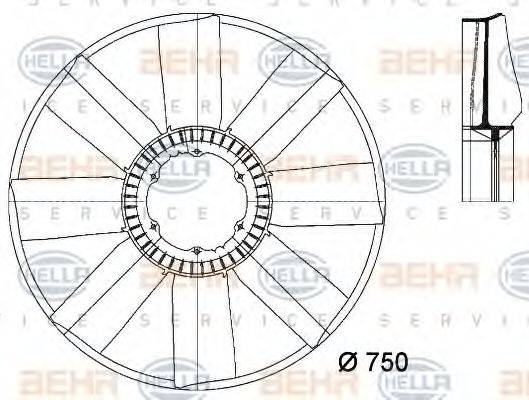 HELLA 8MV376733231 Крильчатка вентилятора, охолодження двигуна