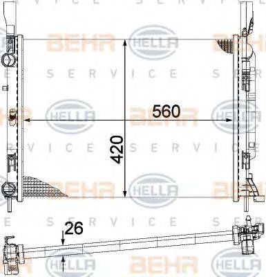 HELLA 8MK376755531 Радіатор, охолодження двигуна