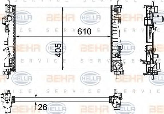 HELLA 8MK376756251 Радіатор, охолодження двигуна