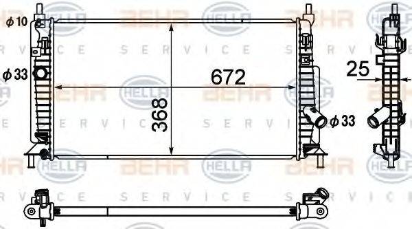 HELLA 8MK376790411 Радіатор, охолодження двигуна