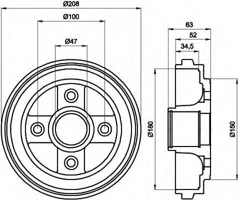 HELLA 8DT355300381 Гальмівний барабан