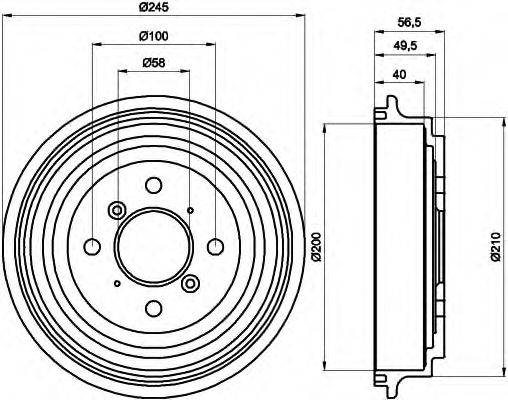 HELLA 8DT355300571 Гальмівний барабан