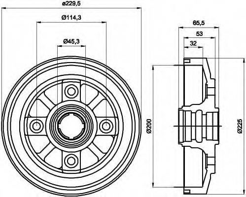 HELLA 8DT355302281 Гальмівний барабан