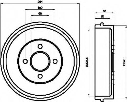 HELLA 8DT355302081 Гальмівний барабан