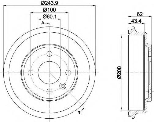 HELLA 8DT355302651 Гальмівний барабан